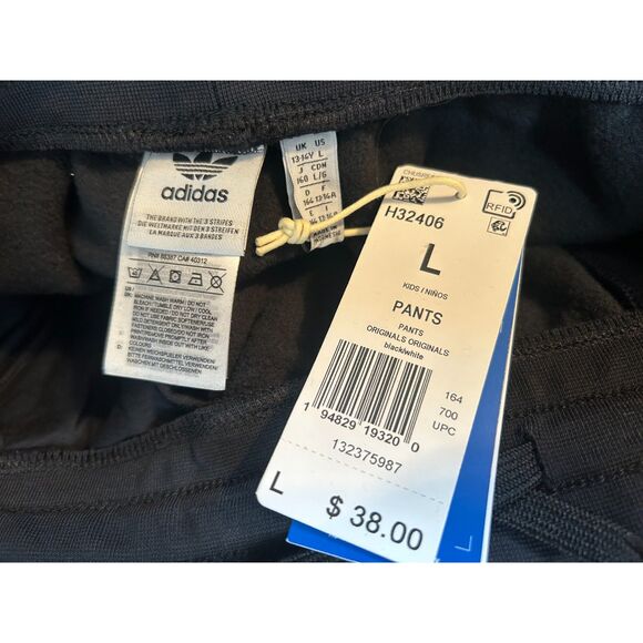 NWT Adidas Black Boys Trefoil Jogger Sweatpants Size Large 13-14 - Picture 3 of 3